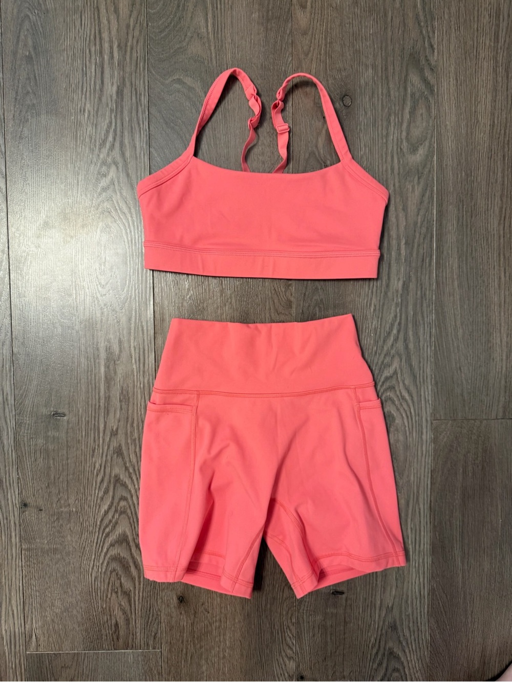 LSKD Pink Activewear Set - Sports Bra and High-Waist Shorts